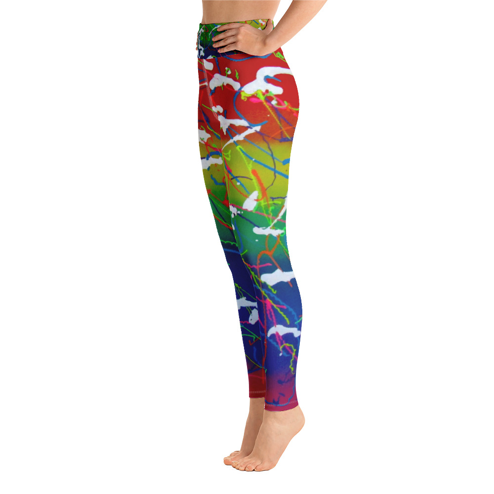 Clothing - Paint with Josh Yoga Leggings - White + Splatter Logo L