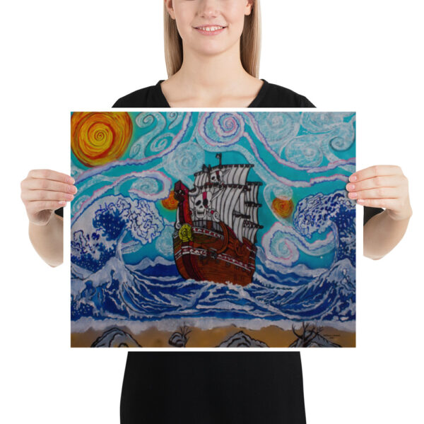 Sailing Through a Starry Night in One Piece Poster