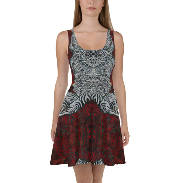 White over Red Swirls Skater Dress - Image 2