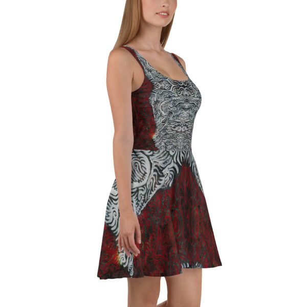 White over Red Swirls Skater Dress - Image 4