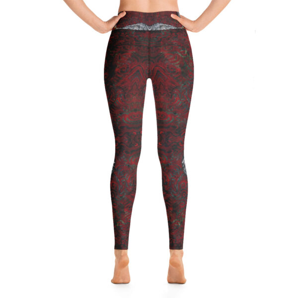 White over Red Swirls Yoga Leggings - Image 4