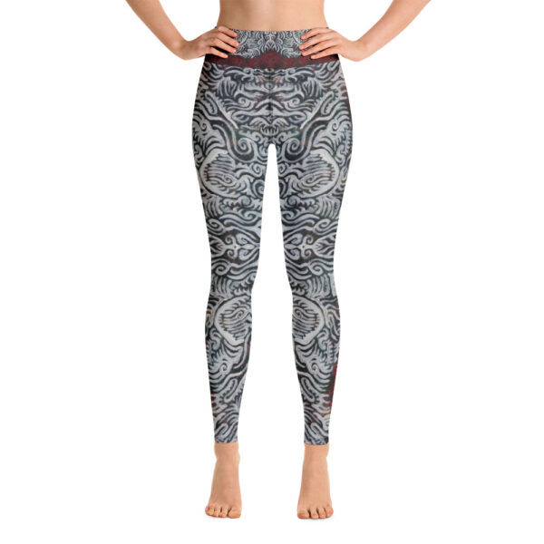 White over Red Swirls Yoga Leggings