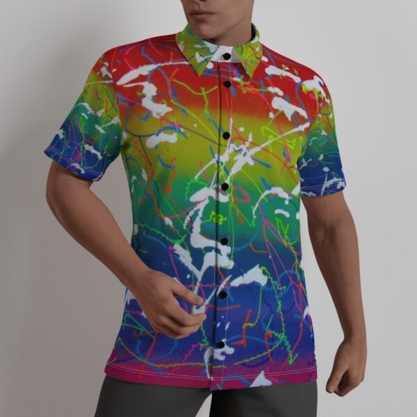 Rainbow Splatter All-Over Print Men's Shirt