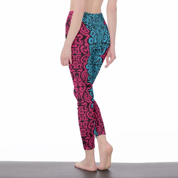 P and B Swirls All-Over Print Women's High Waist Leggings | Side Stitch Closure - Image 3