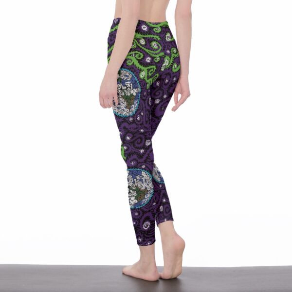 Psychedelic Earth All-Over Print Women's High Waist Leggings | Side Stitch Closure - Image 3