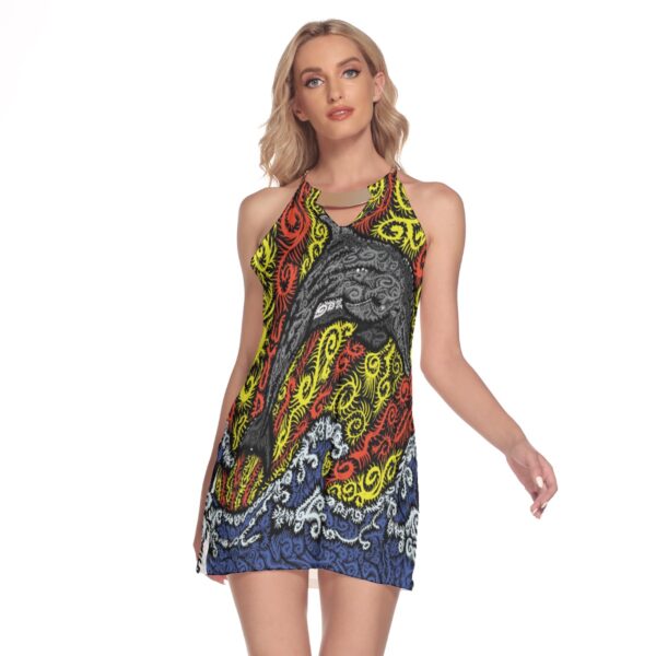 Tripper the Dolphin All-Over Print Women's Round Neck Above Knee Dress