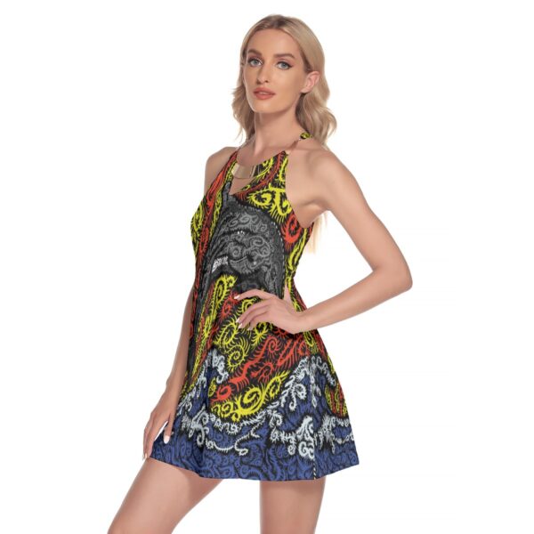 Tripper the Dolphin All-Over Print Women's Round Neck Above Knee Dress - Image 2