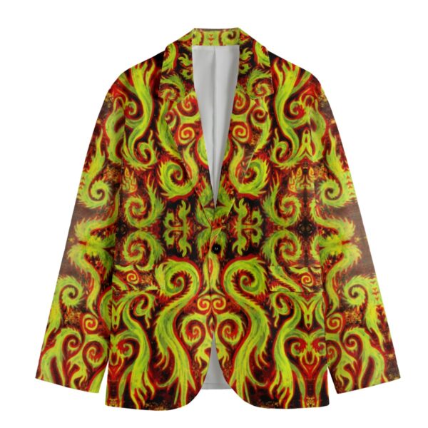 flaming swirls All-Over Print Men's Casual Flat Lapel Collar Blazer | 245GSM Cotton