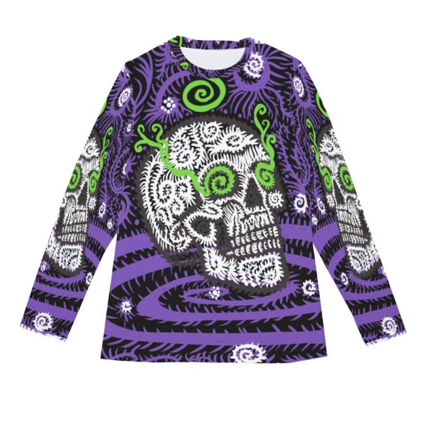 Psychedelic Skull All-Over Print Long Sleeve T-Shirt | 190GSM Cotton - Image 5