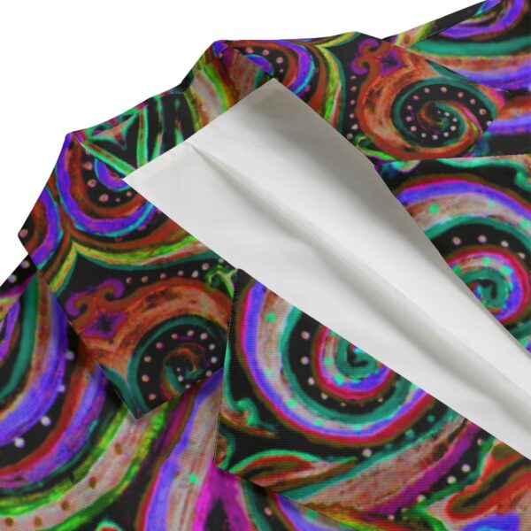 Rainbow Swirls All-Over Print Men's Casual Flat Lapel Collar Blazer | 245GSM Cotton - Image 3