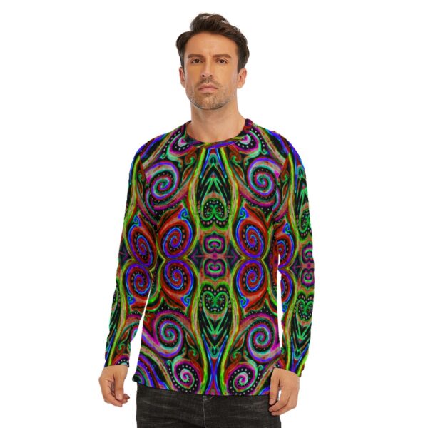 Rainbow Swirls All-Over Print Long Sleeve T-Shirt | 190GSM Cotton