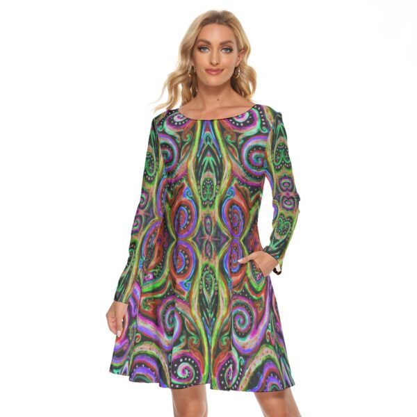 Rainbow Psychedelics All-Over Print Women's Crew Neck Dress