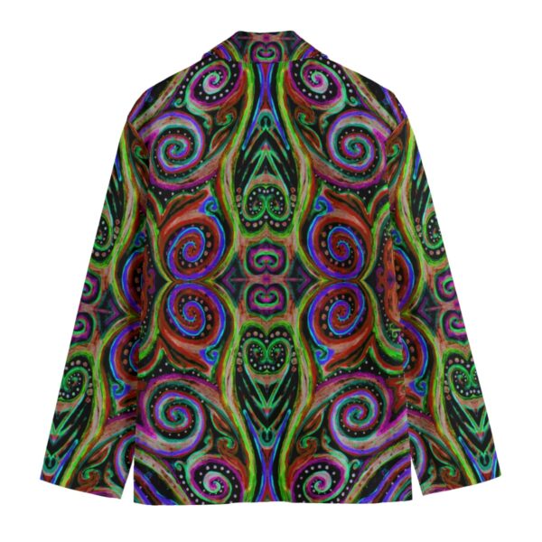 Rainbow Swirls All-Over Print Men's Casual Flat Lapel Collar Blazer | 245GSM Cotton - Image 2