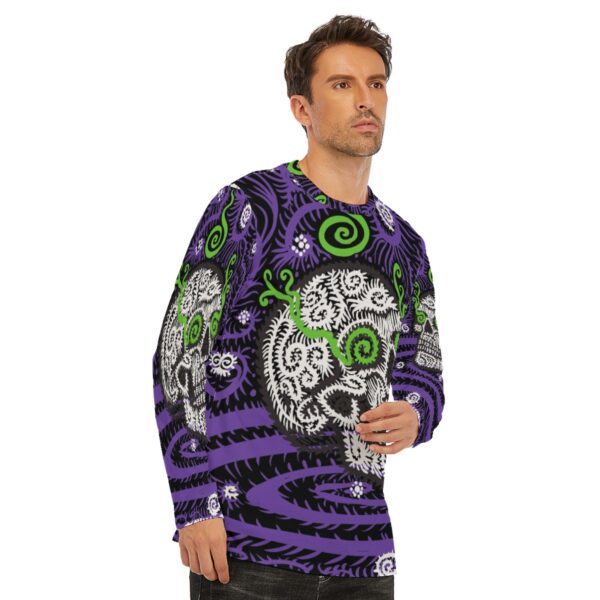 Psychedelic Skull All-Over Print Long Sleeve T-Shirt | 190GSM Cotton - Image 2