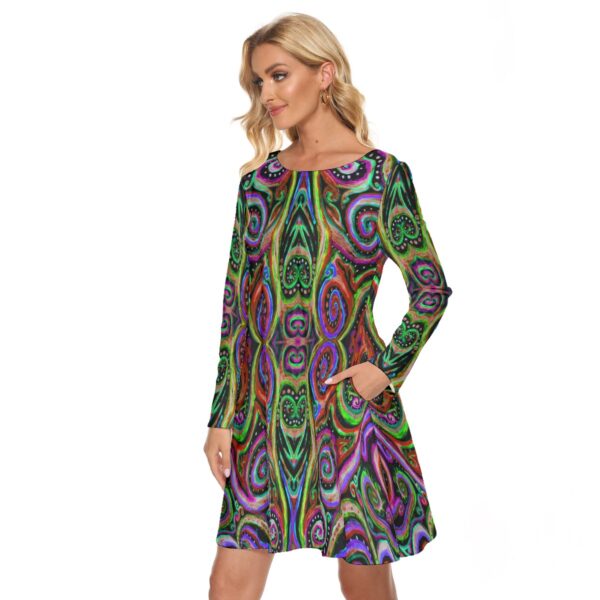 Rainbow Psychedelics All-Over Print Women's Crew Neck Dress - Image 3