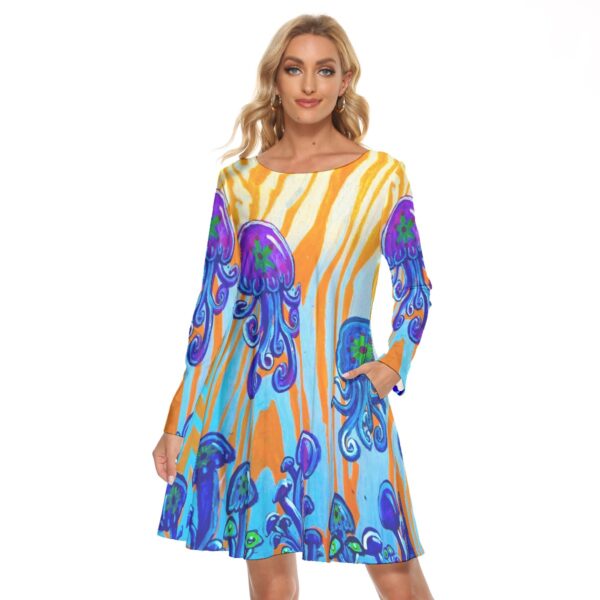 Mushroom Jellies 2 All-Over Print Women's Crew Neck Dress