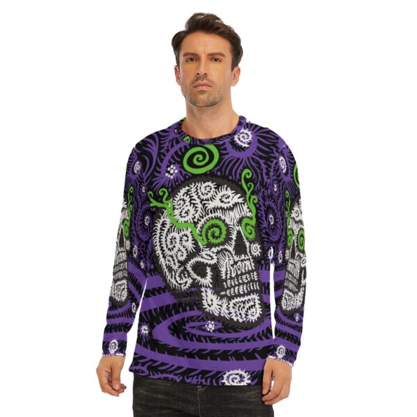 Psychedelic Skull All-Over Print Long Sleeve T-Shirt | 190GSM Cotton