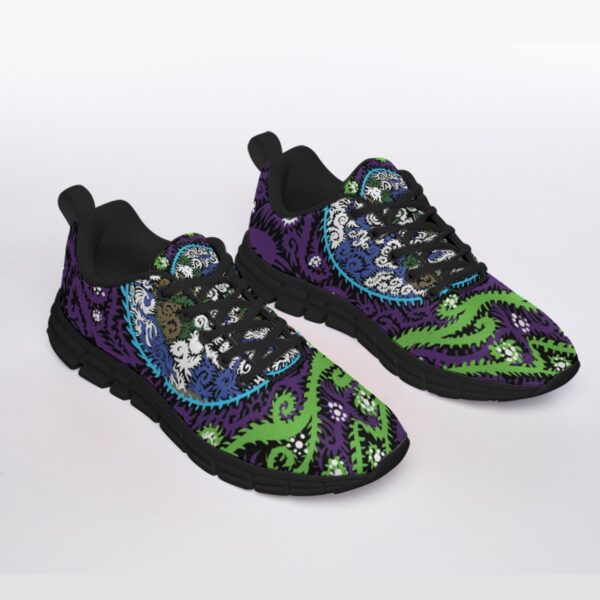 Psychedelic earth All-Over Print Men's Sports Shoes With Black Sole - Image 2