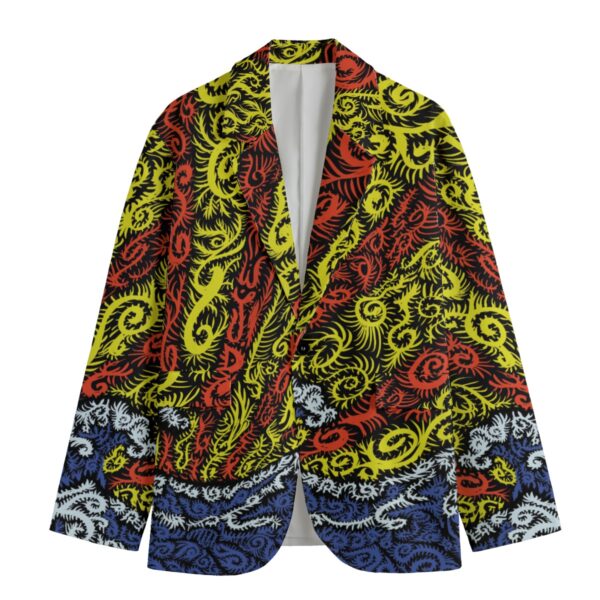 Ocean Waves All-Over Print Men's Casual Flat Lapel Collar Blazer | 245GSM Cotton