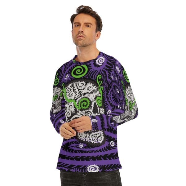 Psychedelic Skull All-Over Print Long Sleeve T-Shirt | 190GSM Cotton - Image 3