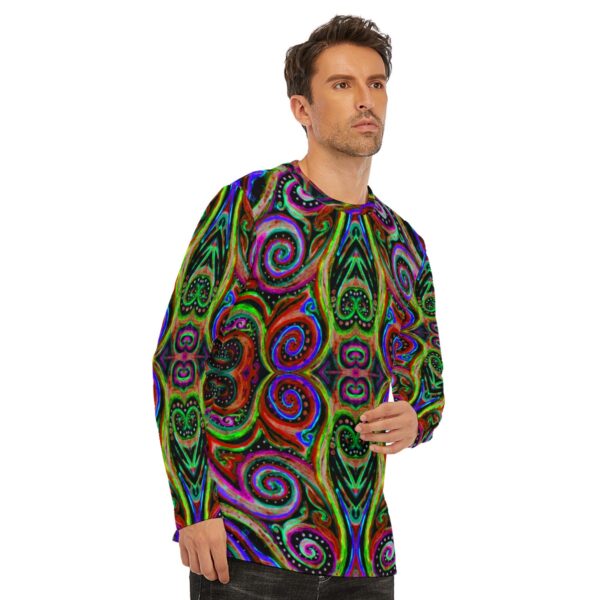 Rainbow Swirls All-Over Print Long Sleeve T-Shirt | 190GSM Cotton - Image 2