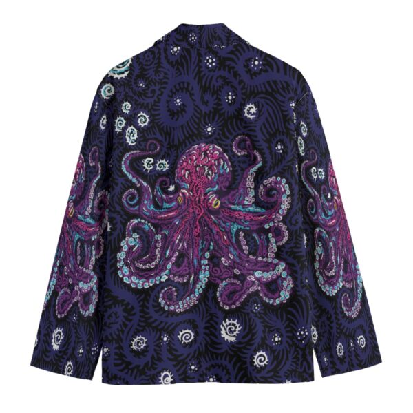 Psy Octopus All-Over Print Men's Casual Flat Lapel Collar Blazer | 245GSM Cotton - Image 2