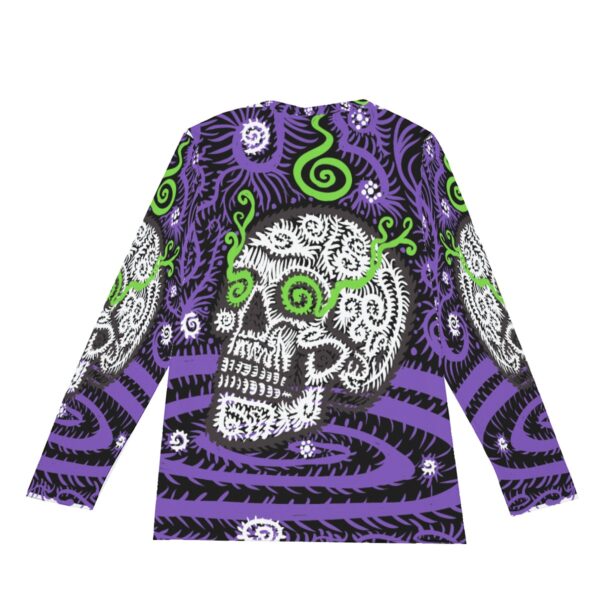 Psychedelic Skull All-Over Print Long Sleeve T-Shirt | 190GSM Cotton - Image 6