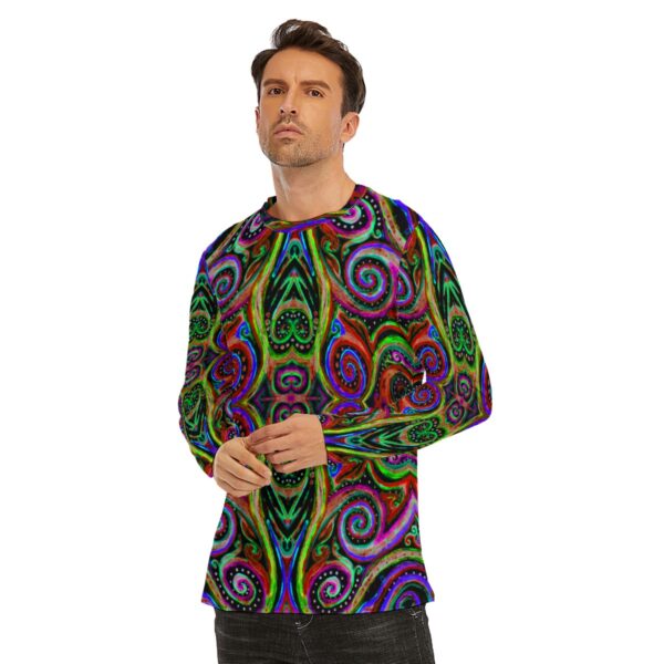 Rainbow Swirls All-Over Print Long Sleeve T-Shirt | 190GSM Cotton - Image 3