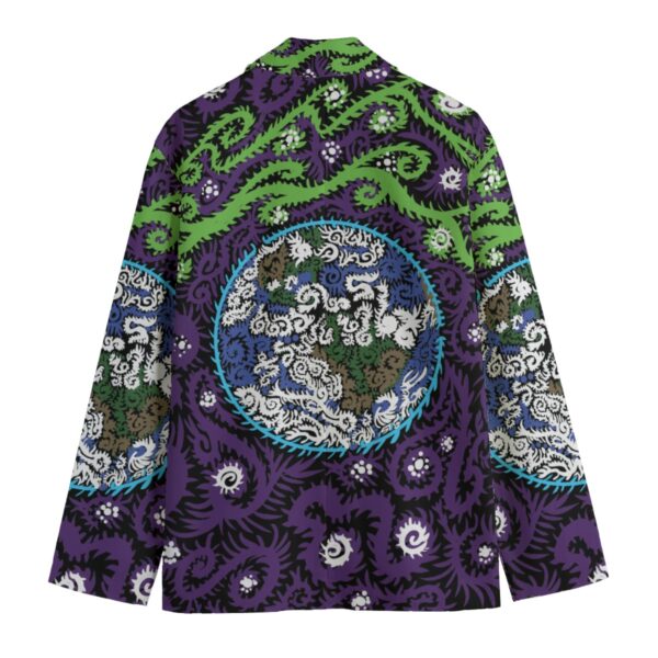 Psychedelic Earth All-Over Print Men's Casual Flat Lapel Collar Blazer | 245GSM Cotton - Image 2