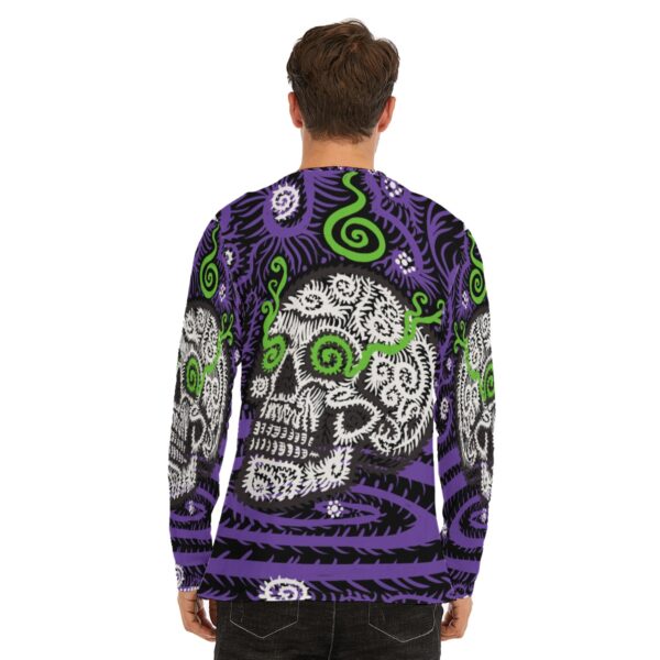 Psychedelic Skull All-Over Print Long Sleeve T-Shirt | 190GSM Cotton - Image 4