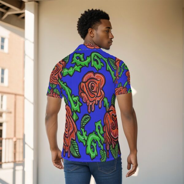 Psychedelic Drip Roses All-Over Print Men's Shirt - Image 4