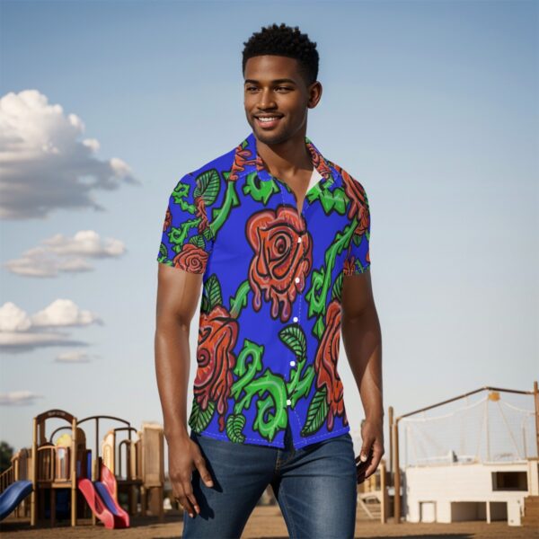 Psychedelic Drip Roses All-Over Print Men's Shirt - Image 2