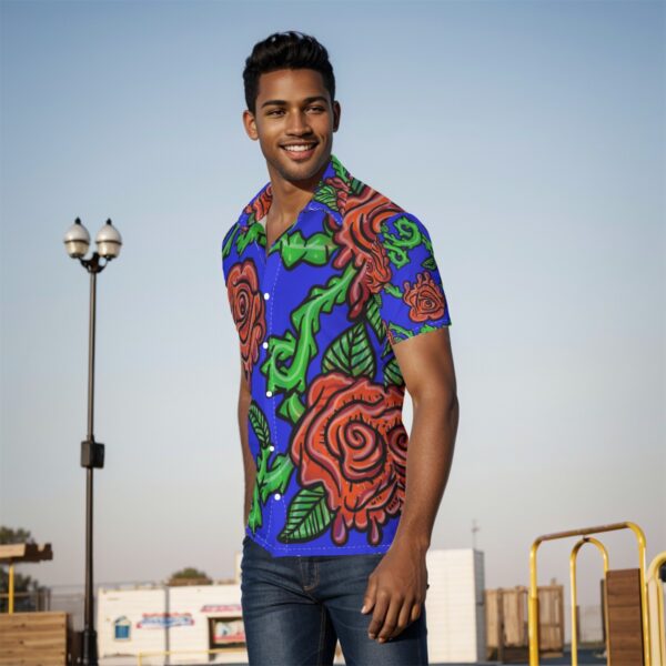 Psychedelic Drip Roses All-Over Print Men's Shirt - Image 3