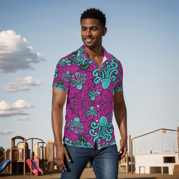 Blue Psychedelics Jelly-mushrooms All-Over Print Men's Shirt - Image 2