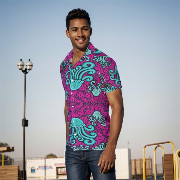 Blue Psychedelics Jelly-mushrooms All-Over Print Men's Shirt - Image 3