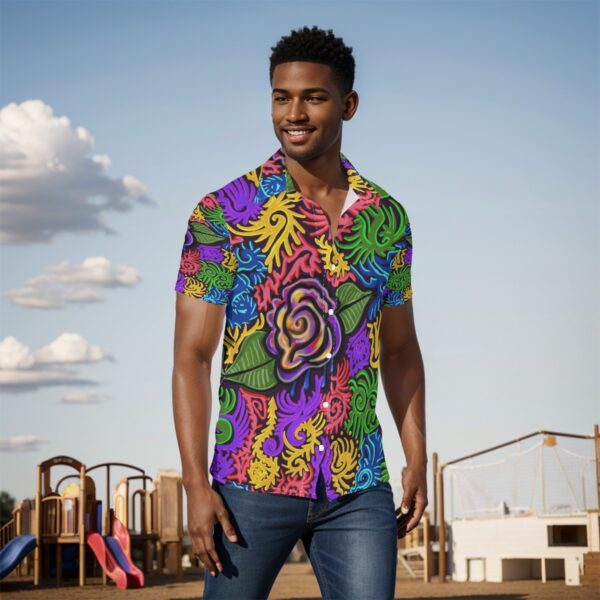 Psychedelic Rose Swirls All-Over Print Men's Shirt - Image 2