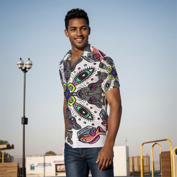 Psychedelic Cat Food All-Over Print Men's Shirt - Image 3